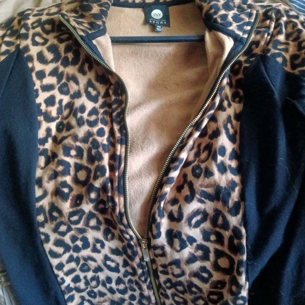 Jones New York Leopard Print Bomber Jacket